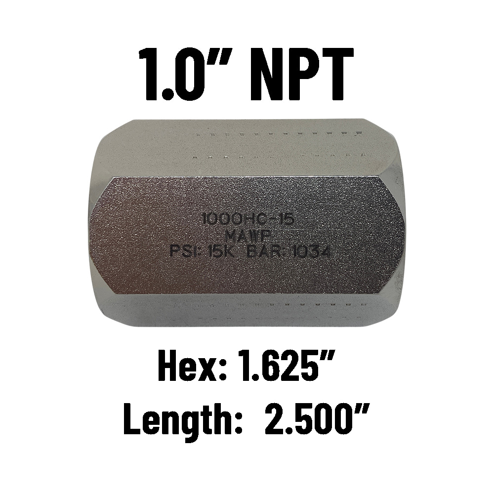 1.0" NPT Hex: 1.625" Length: 2.500"