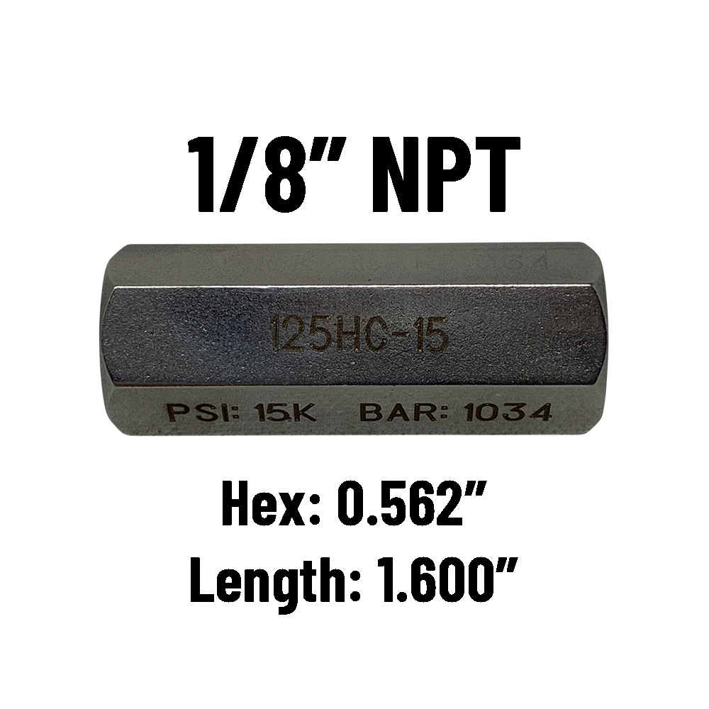 1/8" NPT Hex: 0.562" Length: 1.600"