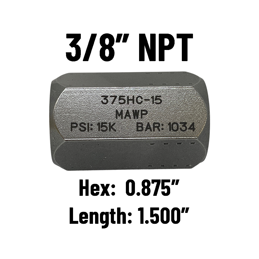 3/8" NPT Hex: 0.875" Length: 1.500"