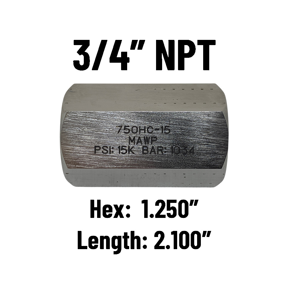 3/4" NPT Hex: 1.250" Length: 2.100"